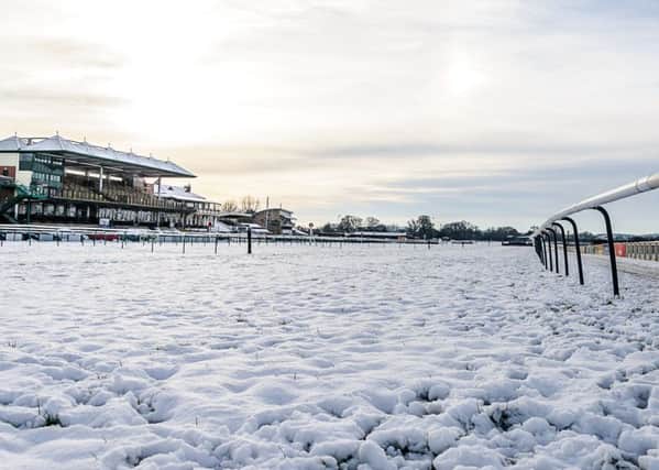 Warwick Racecourse on Tuesday before the thaw set in. Picture: Mike Baker