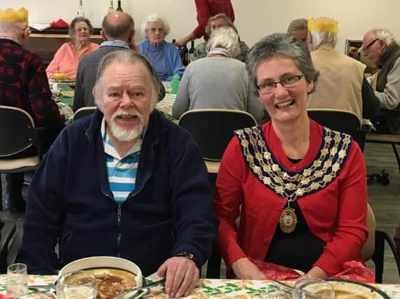 From left: Waverley Day Centre member Frank with Kenilworth mayor Cllr Kate Dickson