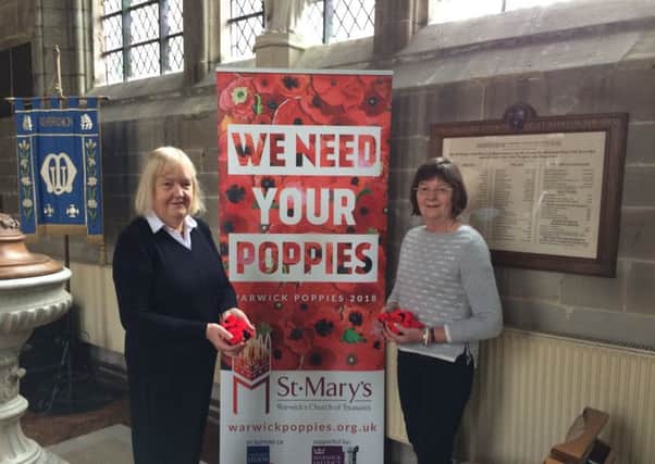 Helen Fitzpatrick from the Warwick Poppies 2018 project with Diana Chambers.