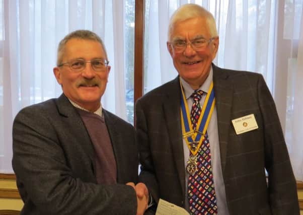 Nick Shacklock with Warwick Rotary Club President John Hibben