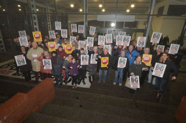 Protesters during the No More Magna Park meeting at Hangar 42.
PICTURE: ANDREW CARPENTER