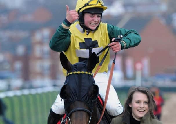 Bryony Frost was all smiles after winning the Betfred Classic on Milansbar. Pictures: Morris Troughton