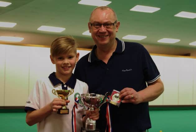 Winner Alfie Knight (Rugby Thornfield) with organiser and  Junior Section manager Darren Wheeler