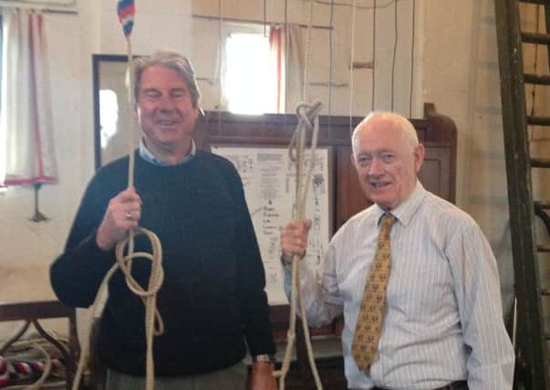 Warwick Mayor Stephen Cross withChris Mew, Captain of the St Mary's Church bell ringers.