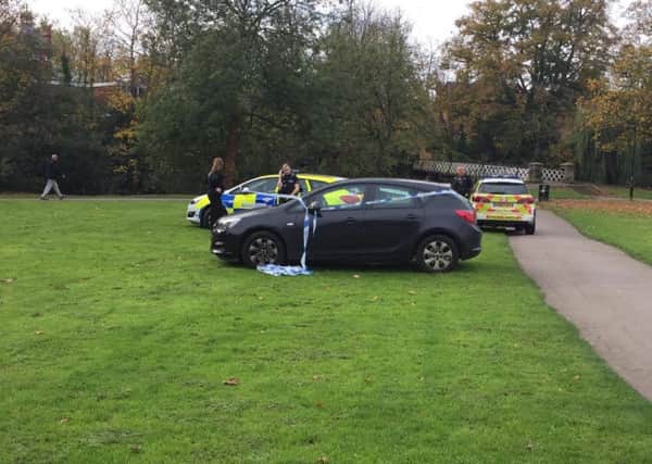 The scene after the incident at the Pump Room Gardens in Leamington during which Marvin Parnell was arrested on November 1 2017.