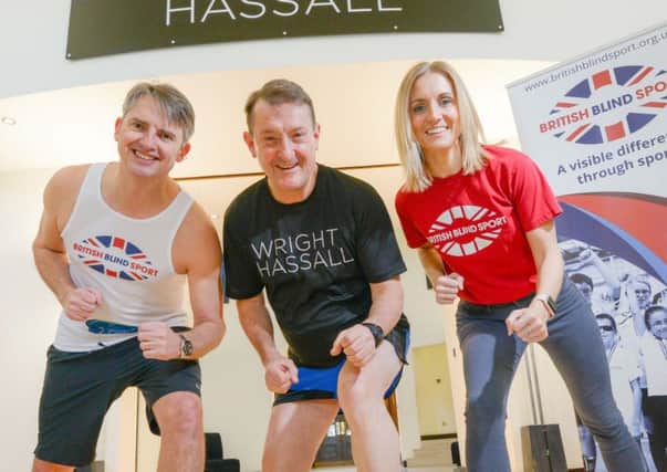: Paul Grundy (Leamington Round Table), Nick Abell (Chairman, Wright Hassall) and Lucy Cooper (Fundraising Manager, British Blind Sport).