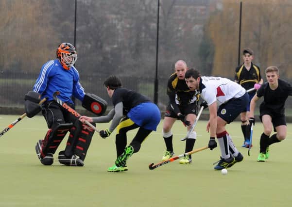 Khalsa 2nds' Henry Wood is thwarted in front of goal . Picture: Morris Troughton