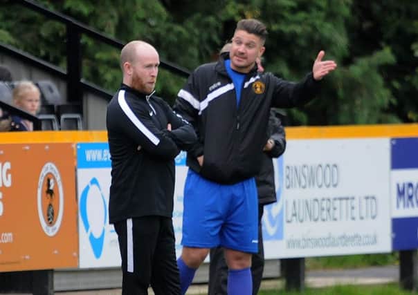 Racing Club manager Scott Easterlow and assistant boss Alex Baird earlier in the season.