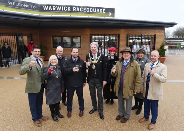 Mayor of Warwick Stephen Cross (centre), with Andre Klein (general manager, Warwick Racecourse) to his left, Charlie Brooks (far left, construction director, Wigley Building and Development), James Ellerington (far right director of operations, The Wigley Group), with members of the Racecourse Committee.