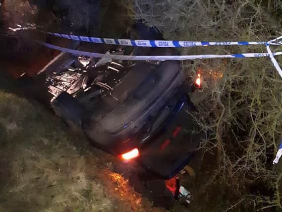 Danielle says that her husband is "massively lucky" to be alive after he landed upside down in the ditch when his car was hit earlier this week.