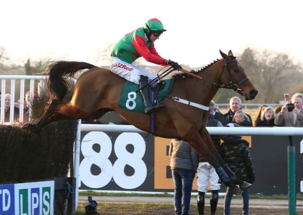 Talk Of The South flies the last in the Six Nations Rugby At 188Bet Handicap Chase. Picture: www.dwprattracingphotography.co.uk