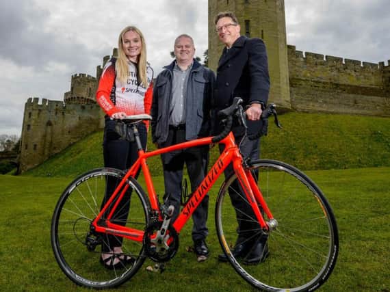 Ciara Horne (left), with Chris Egan and Mark Ryder of Warwickshire County Council