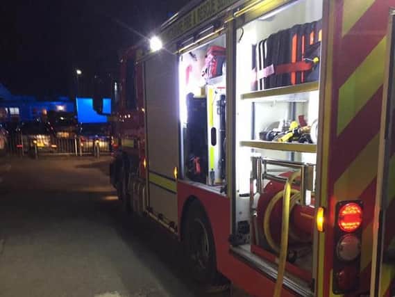 A fire engine near Sainsbury's in Kenilworth. Photo: Warwickshire Fire and Rescue Service