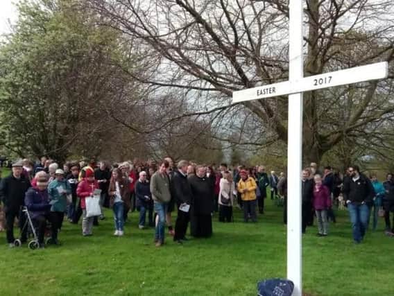 The cross in Abbey Hill at last week's Walk of Witness