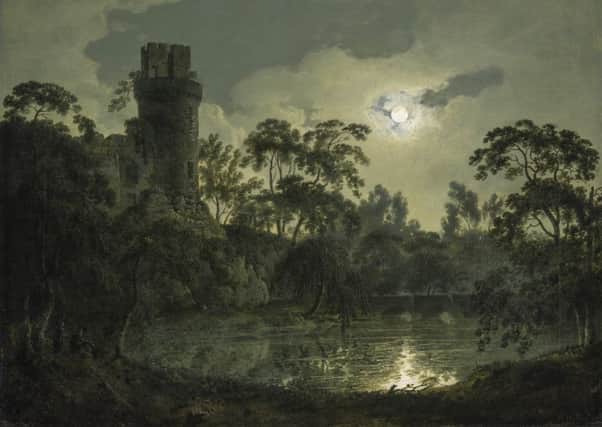 Joseph Wright of Derby, Derby 1734  Derby 1797, Lake by Moonlight with Castle on Hill
The Montreal Museum of Fine Arts, gift of Mr. and Mrs. Michal Hornstein