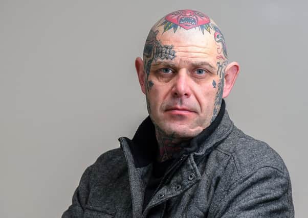 Pictured: Darryl Timms who was refused entry to Fizzy Moon in Leamington Spa, because he was heavily tattooed. NNL-180327-221231009
