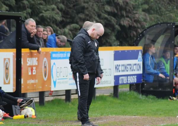 Racers boss Scott Easterlow shows his frustration against Pershore. However, he was much more upbeat after a midweek win at Brocton.