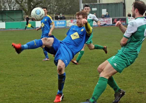 Jamie Hood was denied an injury-time equaliser Bradford by the officials. Picture: Sally Ellis
