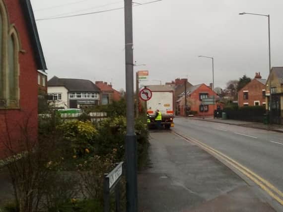 Matt Carroll's photo showing a delivery vehicle blocking the footpath outside Tesco in Bilton.