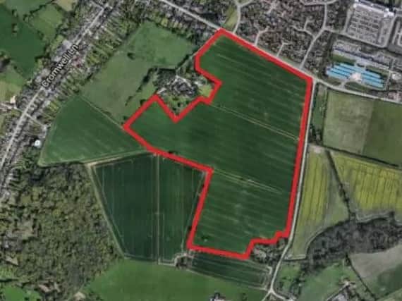 The planned site for the 425 homes between Cromwell Lane, Westwood Heath Road and Bockendon Road. Copyright: Google Earth