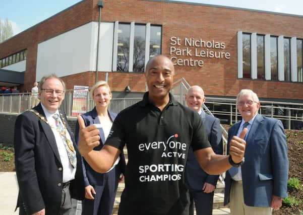 The official opening event for St Nicholas Park leisure centre after a major refurb.                                                                              Circuits class was  led by Colin Jackson. Photo by Morris Troughton-Hume