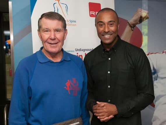 David Phillips (left) with Olympic hurdler Colin Jackson, the honorary captain of Team Phillips in 2018