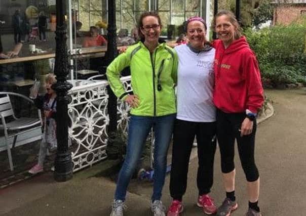 Sarah Kenny Levick, Jo Lally and  Martine Verweij celebrate the news that the Leamington Half Marathon will be a 'plastic free' event.