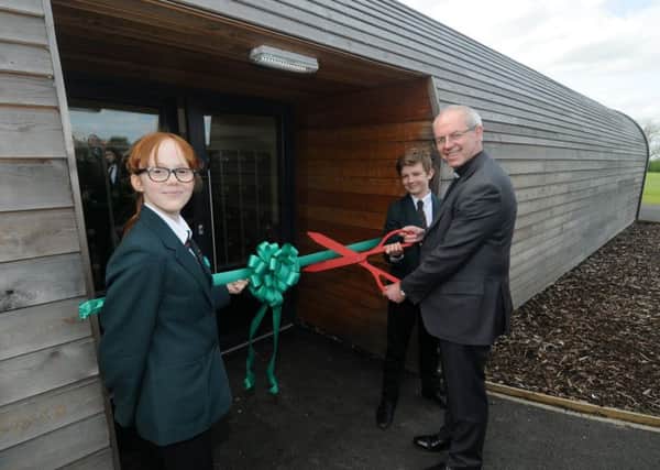 The Archbishop of Canterbury visited Southam College on Thursday.
Pictured opening the new music block.
MHLC-03-05-18 Archbishop NNL-180305-204536009