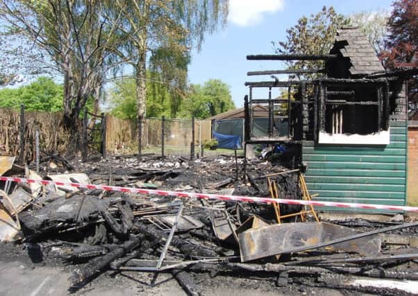The aftermath of the fire at the rangers hut in St Nicholas Park in Warwick. Photo by Geoff Ousbey.