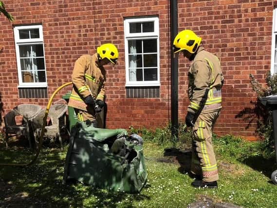The wheelie bin after the fire. Photo: Kenilworth Fire Station