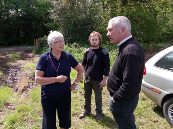 From left: Cllr Sue Gallagher, Joshua Tebby (son of Rouncil Farm owner Ray Tebby), and Cllr Alan Cockburn (leaseholder of the land)