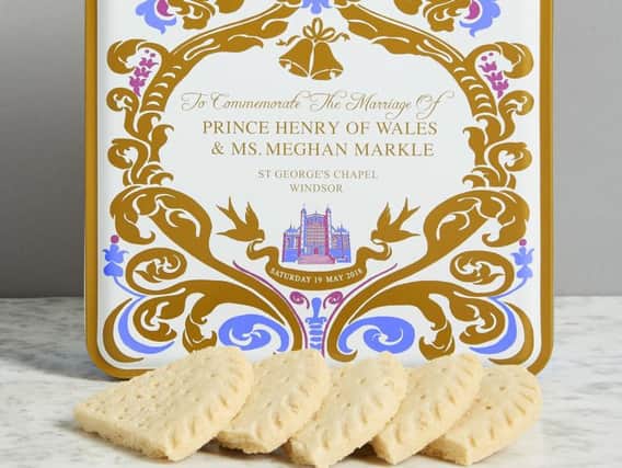 Commemorative shortbread and tin being sold by M&S for the Royal Wedding.