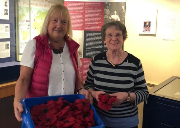 Helen Fitzpatrick from the Warwick Poppies 2018 project with Val Sawyer.
