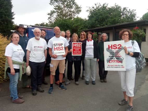 Stop HS2 members protest against the high speed railway line in Offchurch.