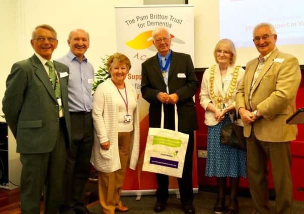 Pictured from left to right are Cllr Les Caborn, Warwickshire County Council, Tony Britton, Pam Britton Trust for Dementia, Cllr Pam Redford, Warwick District Council, Mr Gerald Calver, Mayors Consort, Cllr Heather Calver, Leamington Town Council and Town Mayor, and Cllr Wallace Redford, Warwickshire County Council.