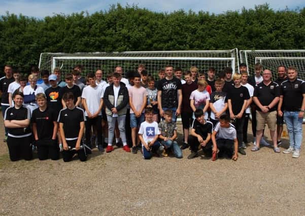 Whitnash Town's junior section with Coventry City's Jordan Shipley. Picture submitted