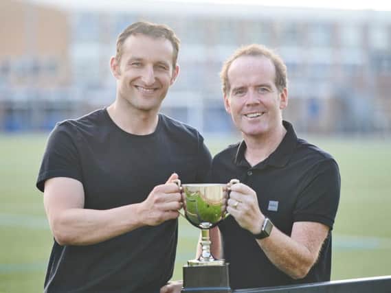 Riccardo Scimeca (left) and Carl Smith (right) have organised a charity football tournament called 'Soccer 8s' in memory of Carl's brother Daniel, who died of cancer aged 24. The money raised will be given to an individual who is battling cancer themselves.