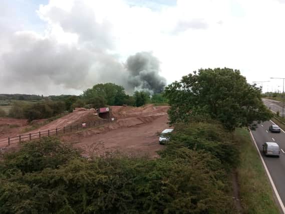 The scene of the fire - the A45 is just on the right of this image
