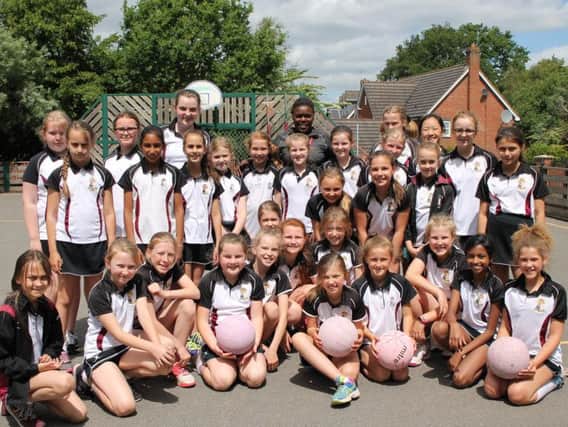 Lesley Blair (back row, centre) with girls from Crackley Hall School