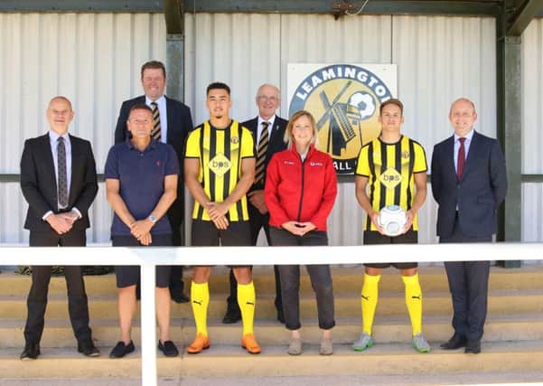 Kieran Dunbar and former Brake Courtney Baker-Richardson are on hand to help launch the new partnership between Moreton Morrell College and Brakes.
