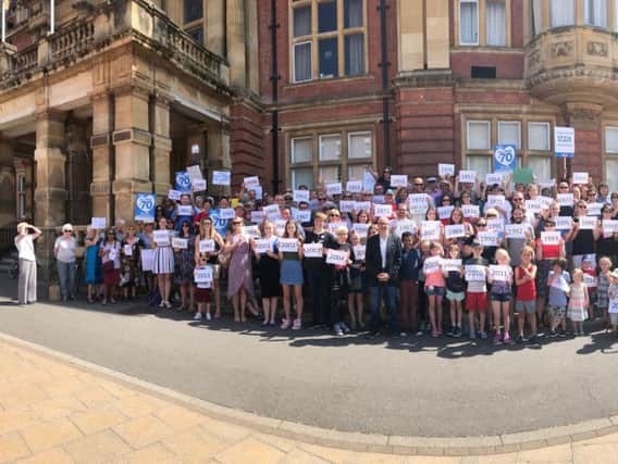Group shot of those who came to celebarte the 70th anniversary of the NHS at Leamington Town Hall on Saturday (July 7).