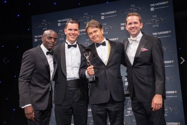 Trevor Nelson MBE, Britvic's David Greenaway, Peter Borg-Neal, The Caterer's Editor Chris Gamm