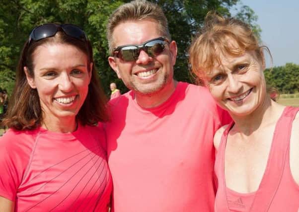 Corinne Moss and Alan and Elaine Sherwin at Saturday's Pink Parkrun.