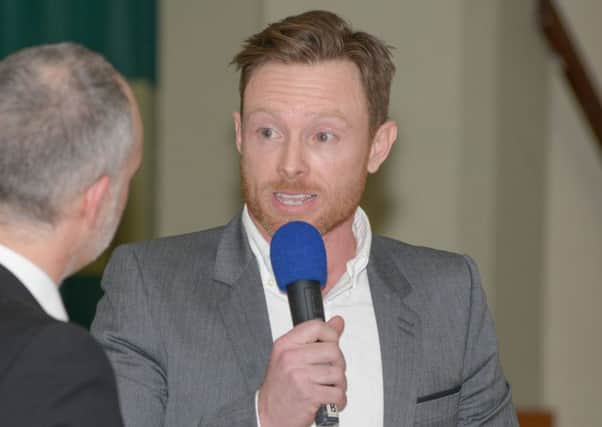Ian Bell speaking at Rugby Sports Awards earlier this year
