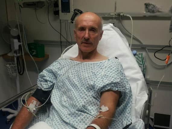 Tim Stowe, 61, suffered a punctured lung and a broken rib in the crash