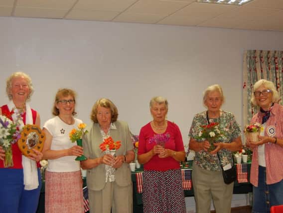 The winners of the Kenilworth Horticultural Society's Summer Show. From left to right: Liz Watson, Jennifer Matthews, Pam Beedham, Monica Davis, Betty Sunley and Myra Wilkinson.