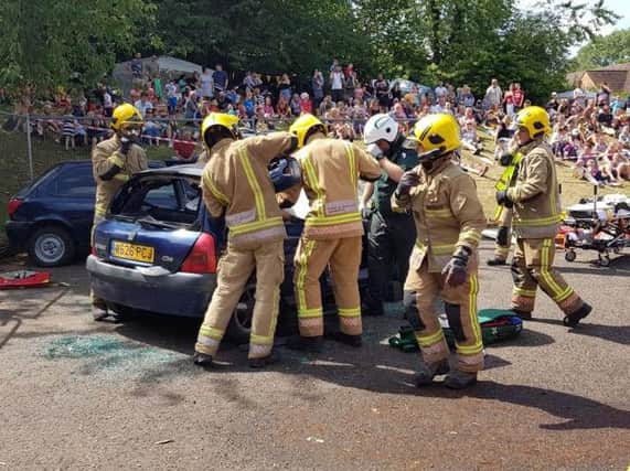 Firefighters taking part in a demonstration during the open day. Photo: Kenilworth Fire Station