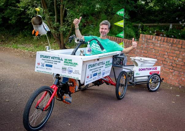 Pictured: Stuart Kettell, who will be riding a bathtub bike from John O Groates to Lands End, in September, raising money for charity. NNL-180822-003036009