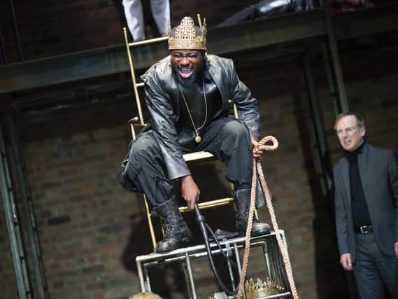 Jude Owusu (in foreground) as Tamburlaine. Picture: Ellie Kurttz