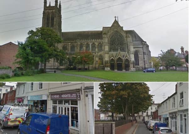 All Saints Church  and Gloucester Street in Leamington. Photos from Google Street View.